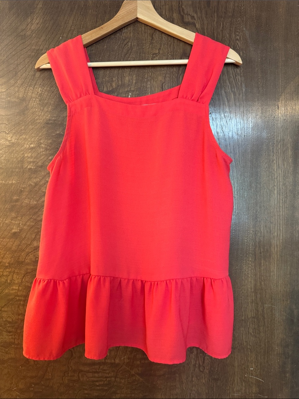 LOFT Bright Red Sleeveless Peplum Tank Top